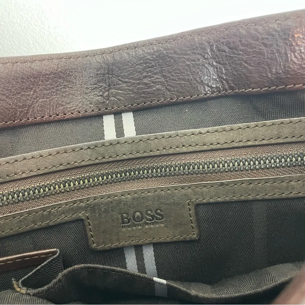 Vintage Hugo Boss Messenger Bag Genuine Leather RARE